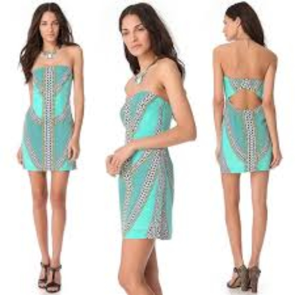 New Mara Hoffman Printed Strapless Mini Dress